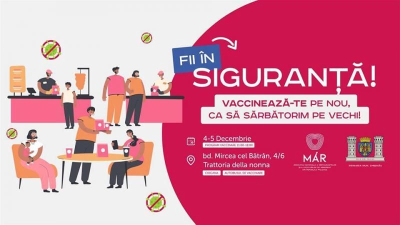 Maratoanele de vaccinare continuă! Cetățenii, care se vor imuniza în weekendurile din decembrie, vor primi vouchere de consum în localurile din Capitală