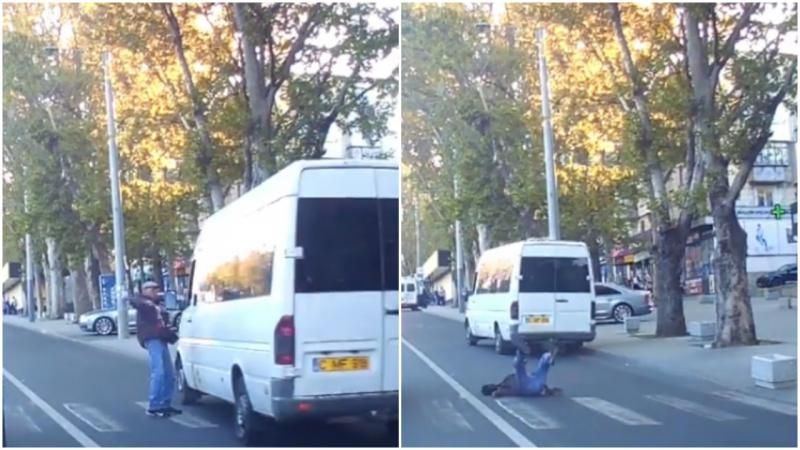 Chișinău: La un pas de a fi spulberat de un microbuz pe trecerea pentru pietoni