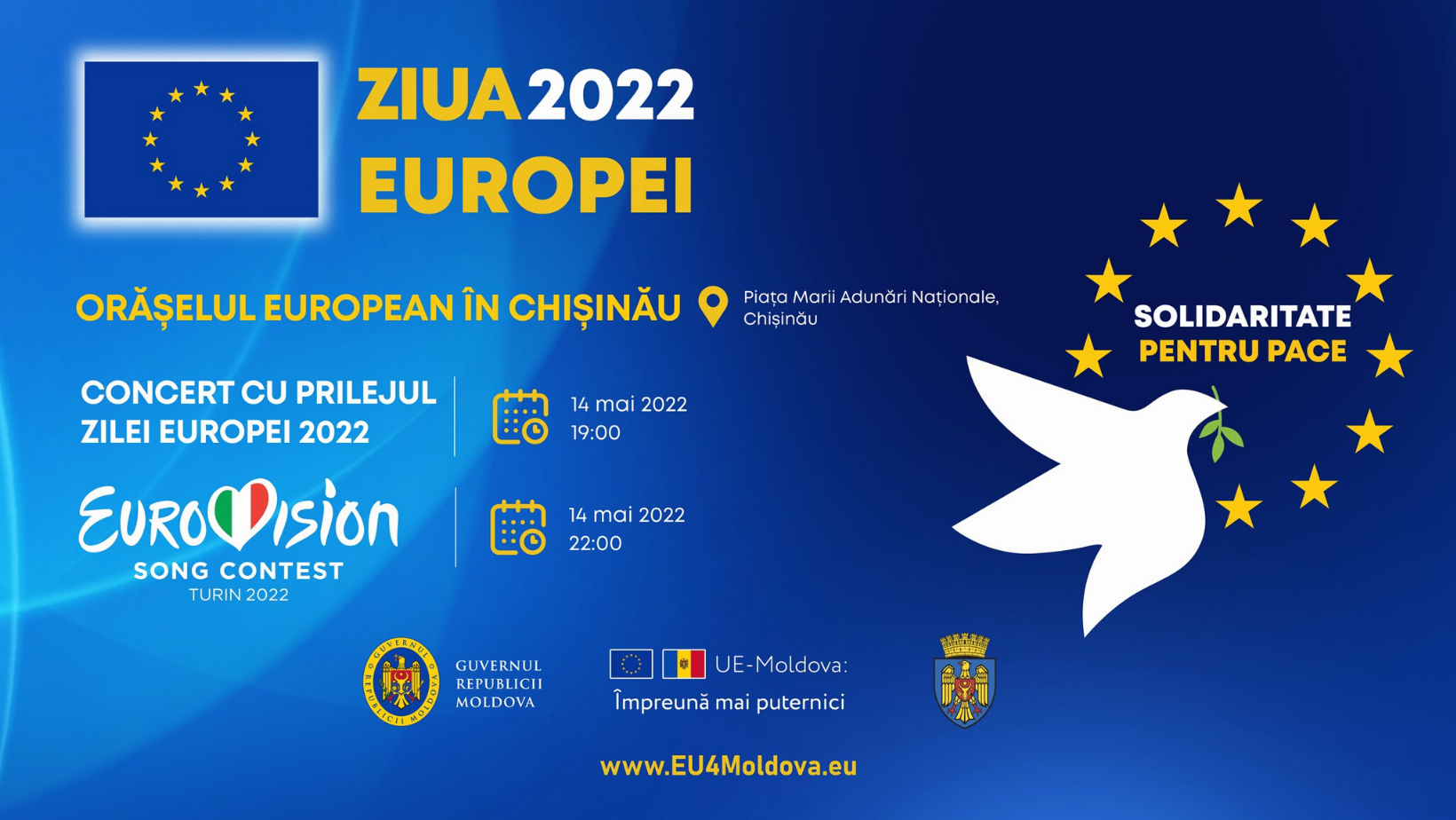 Solidari pentru pace, susținem Moldova la Eurovision! Urmăriți concertul din PMAN, dedicat zilei Europei, pe RLIVE