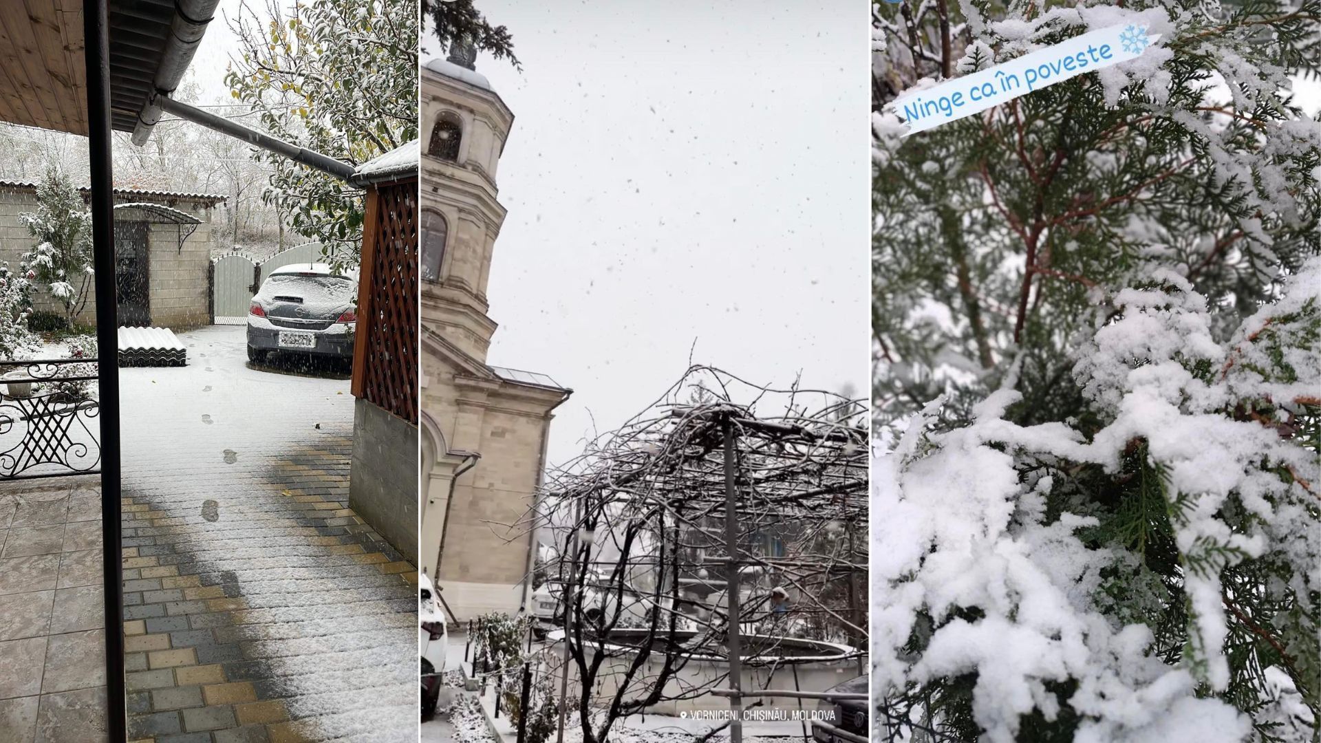 Iarna ajunge în Moldova. În centrul țării au fost surprinși primii fulgi