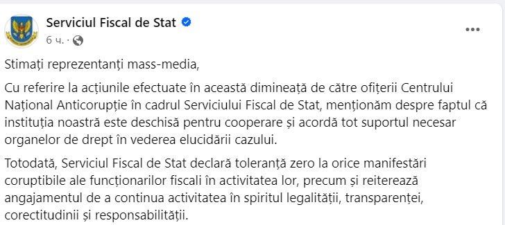 Prețul tăinuirii încălcărilor fiscale: O persoană reținută, 5 bănuite și 1500000 de lei ridicați. Percheziții CNA la sediile SFS