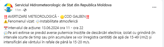 Din furtună în furtună! Meteorologii au emis o nouă alertă de ploi puternice cu descărcări electrice și grindină