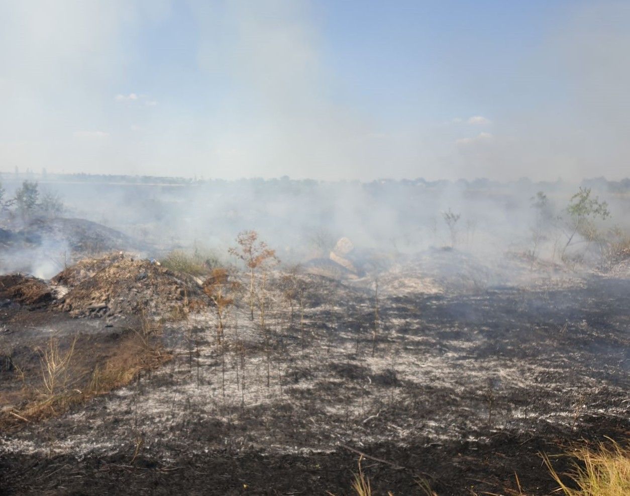 Incendiu pe Aeroportul din Mărculești. 40 de hectare de teren, distruse