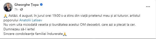 Doliu în lumea muzicii. Artistul Anatol Latîșev s-a stins din viață: „Nu vom uita niciodată veselia și bunătatea acestui om”