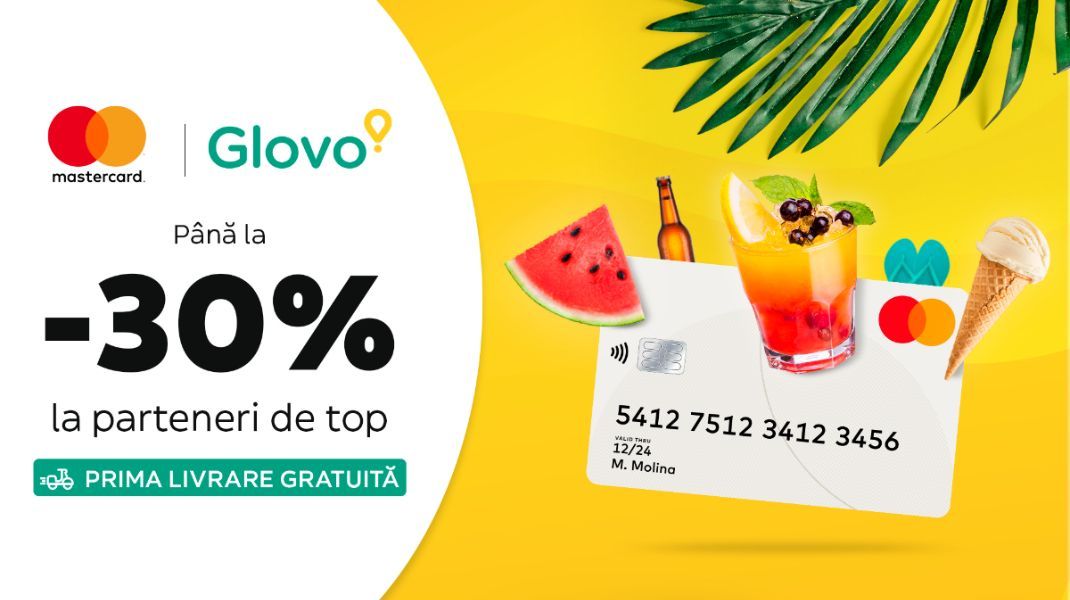 Glovo &amp; Mastercard Happy Summer: Reduceri de până la 30% la parteneri de top și prima livrare gratuită