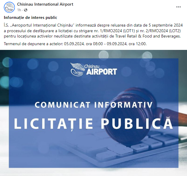 Punct și de la capăt: Licitația pentru spațiile comerciale de la Aeroport va fi reluată din 5 septembrie