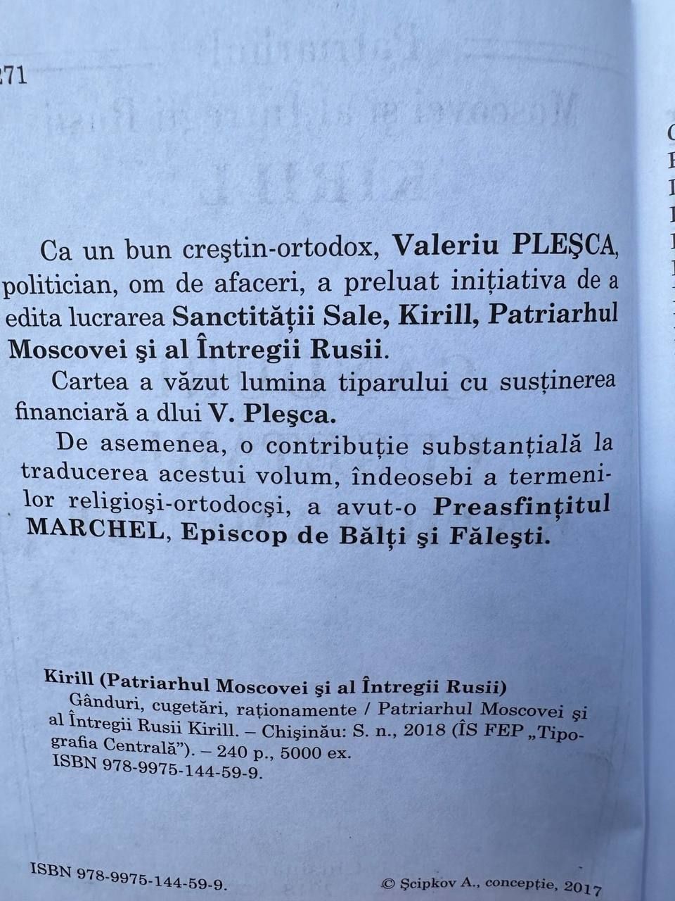 „Sunt creștin”: Candidatul PSDE la prezidențiale, Valeriu Pleșca, este finanțator al cărții patriarhului rus Kirill