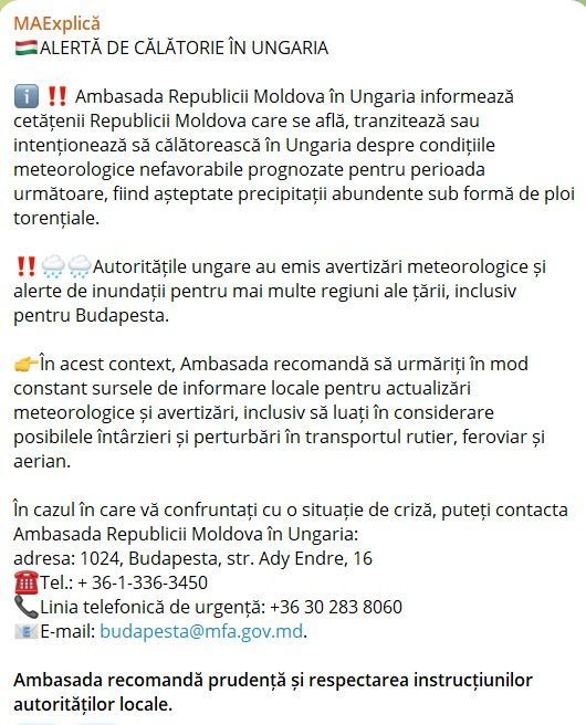 Alertă! MAE recomandă cetățenilor să evite călătoriile în Ungaria