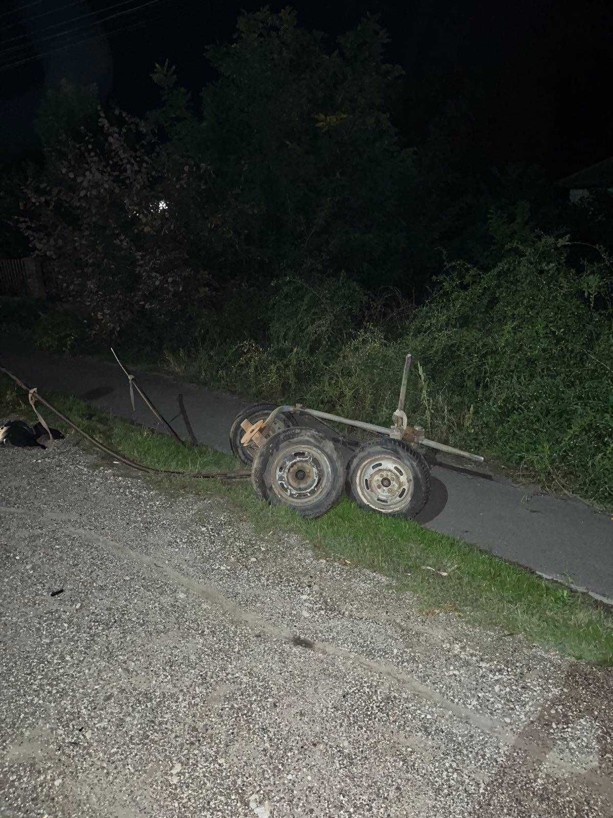 Un Renault a lovit o căruță: Șoferul, în arest, căruțașul în spital