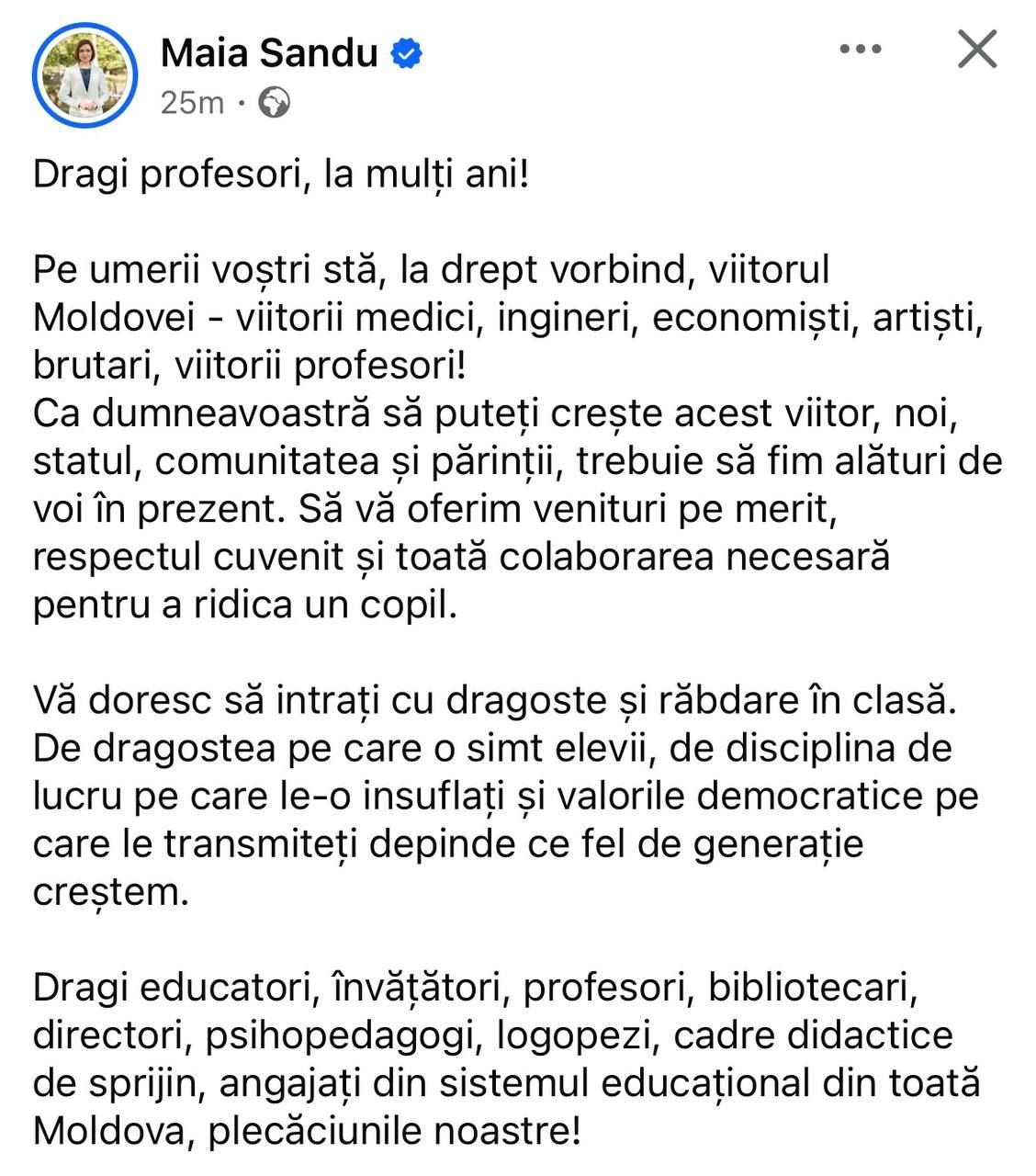 Pedagogii sunt felicitați cu prilejul Zilei Mondiale a Educației. Ministerul Educației a venit cu un mesaj