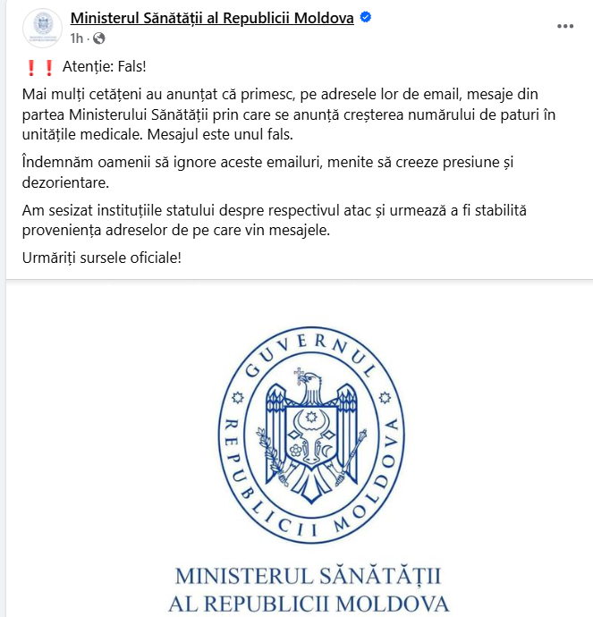 Falsurile nu se opresc nici în seara de dinaintea alegerilor: Mesaje despre creșterea numărului de paturi în spitale