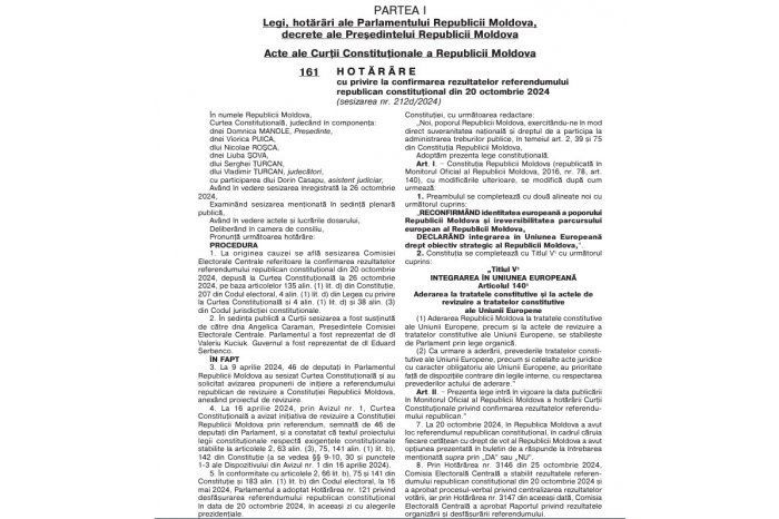 Decizia de la referendum, publicată în Monitorul Oficial: Integrarea europeană va fi în Constituție