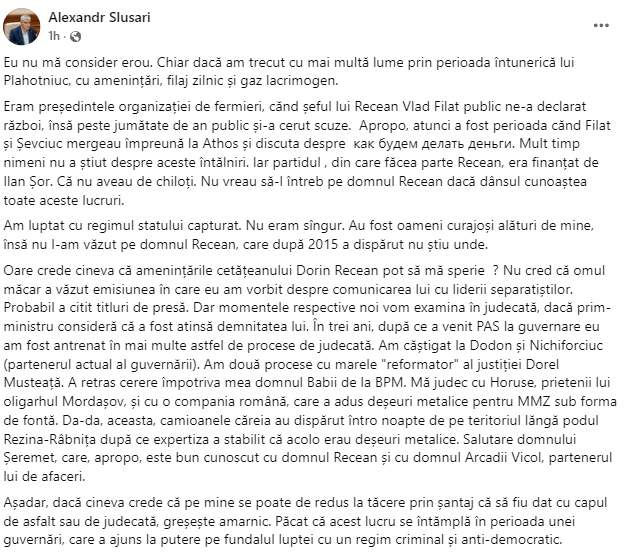 Premierul Dorin Recean solicită scuze publice din partea lui Alexandr Slusari. „Acuzațiile false promovate de Slusari sunt îndreptate pentru a slăbi încrederea oamenilor în guvernare”