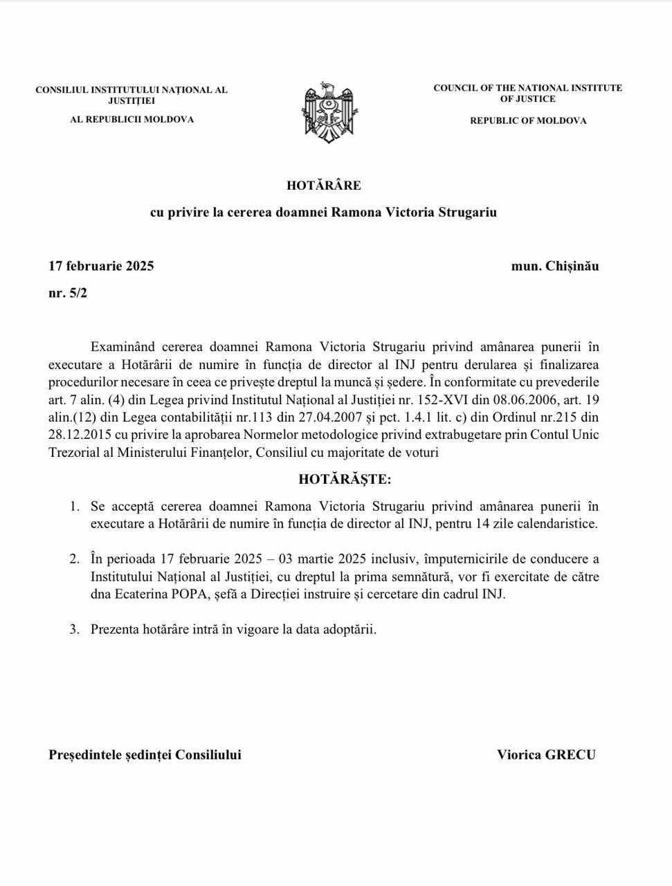 Ramona Strugariu își amână numirea la șefia INJ: Ce motiv a invocat în cererea către Consiliul institutului