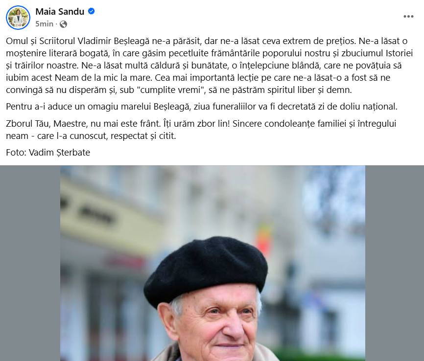 „Lumină lină, maestre”. Scriitorul Vladimir Beșleagă s-a stins din viață