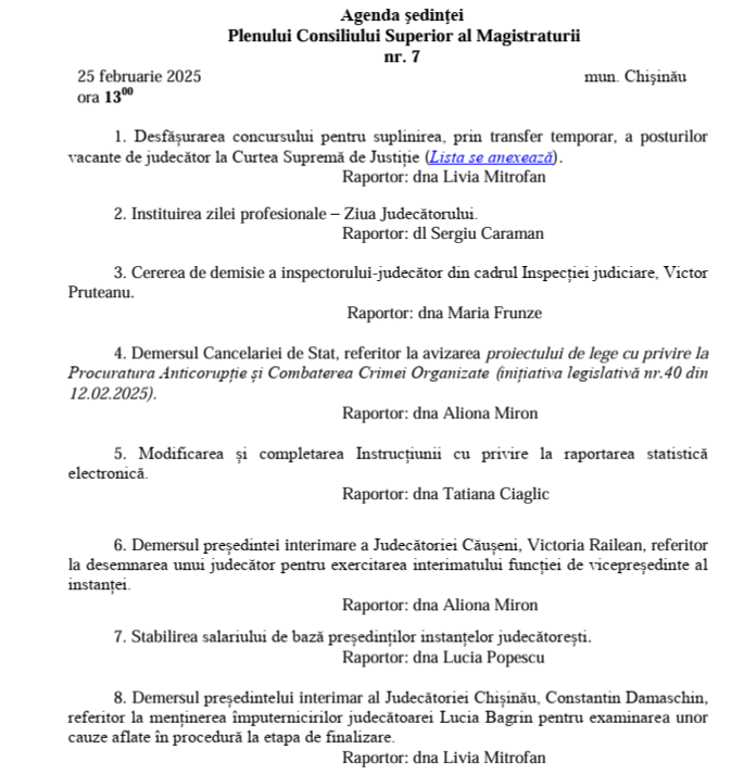 CSM, în ședință: Consiliul a decis când va fi sărbătorită, oficial, Ziua Judecătorului în Moldova