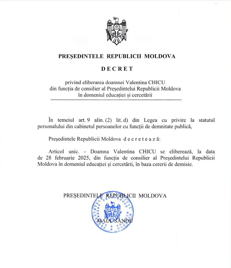 Demisie în Cabinetul Maiei Sandu: Consiliera pe educație a plecat din funcție